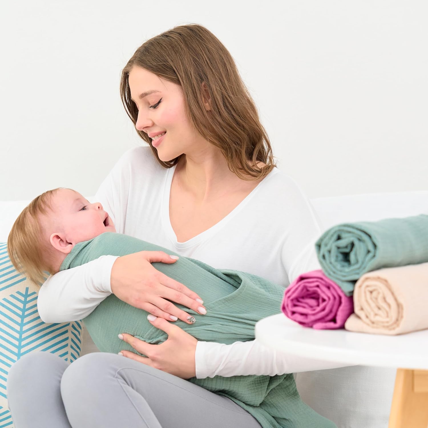 Baby Muslin Swaddle Blanket for Boys and Girls,4-Pack Breathable and Skin-Friendly,Wrap Soft Silky