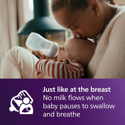 Philips Avent Natural Baby Bottles with Natural Response Nipples (Medium Flow, Flow 3), 9oz