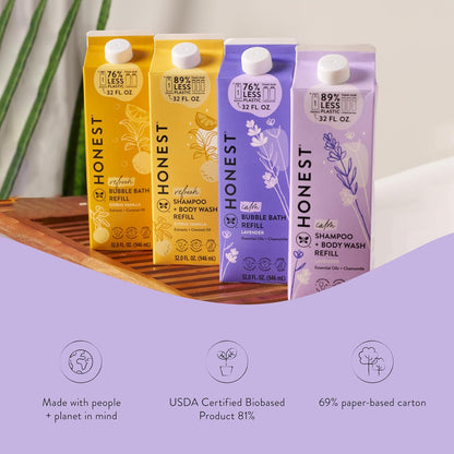 The Honest Company 2-in-1 Cleansing Shampoo + Body Wash Refill Carton | Gentle for Baby | Naturally