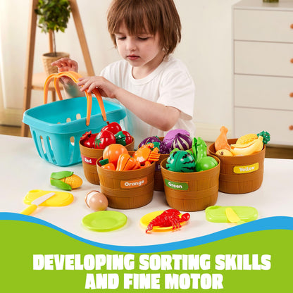 JOYIN Learning Toys Play Food Set for Toddlers, Cutting Food for Preschool Activities, Play Kitchen