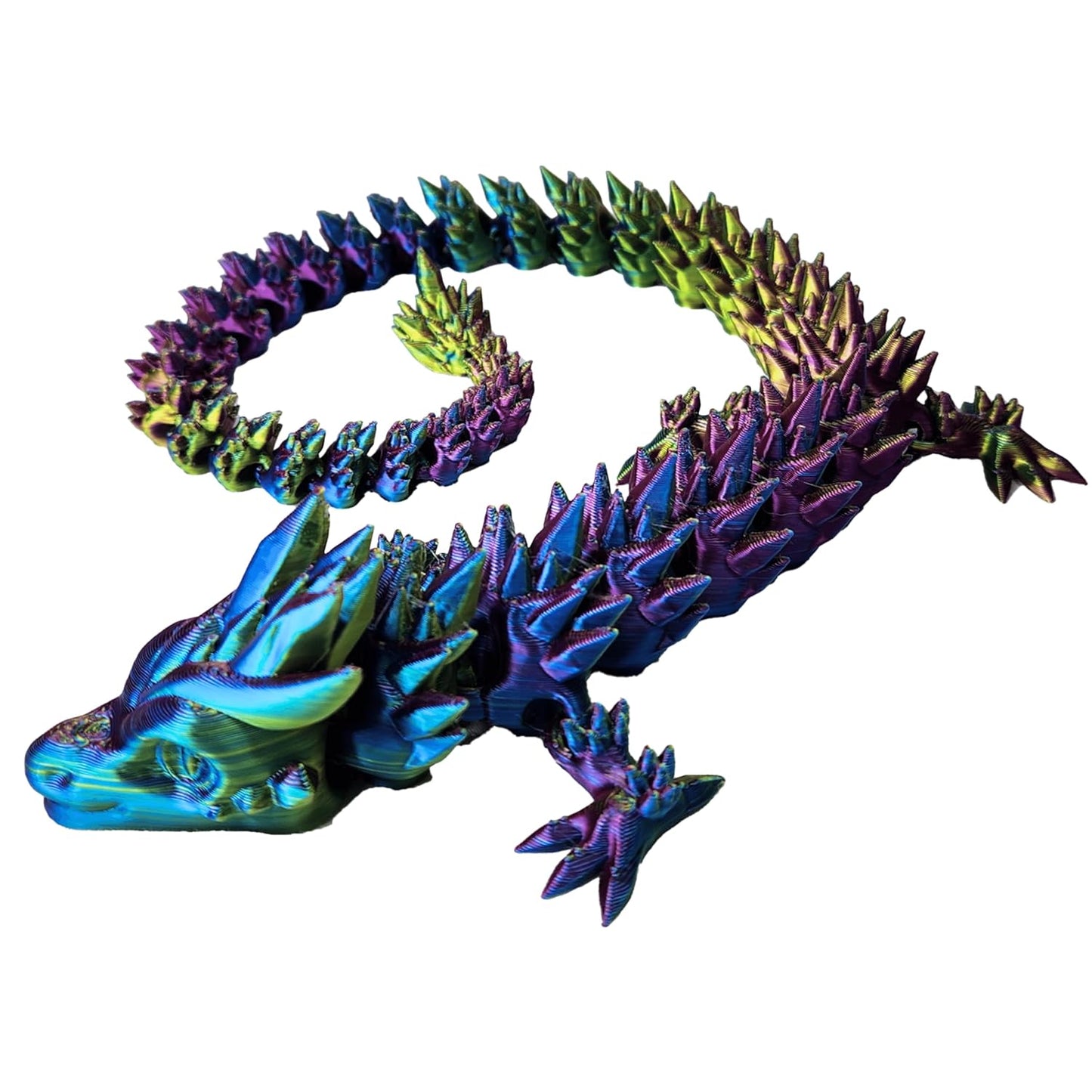 Large 20" Color-Morphing Dragon (New Version) Made in USA - Articulated Pets Dragon (RAINBOW NO EGG)