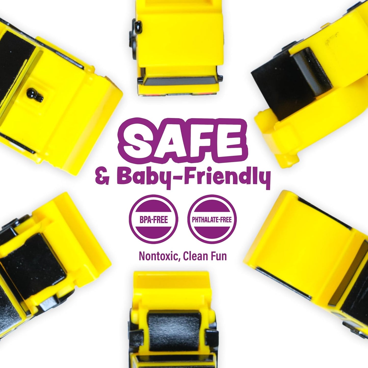 Tub Works® Construction™ Trucks Mold Free Bath Toys, 6 Pack | Sealed, No Hole Bath Toys Design