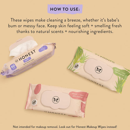 The Honest Company Nourish + Cleanse Naturally Scented Wipes | Cleansing Multi-Tasking Wipes | 99% Water, Plant Based, Hypoallergenic | Sweet Almond, 240 Count