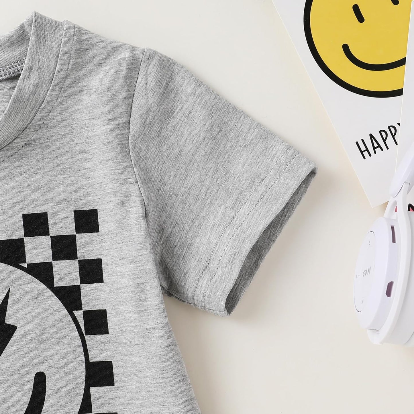 Happy Town Toddler Clothes Baby Boy Girl Smiley Face Shirt Short Sleeve T-Shirt Tee Summer Tops Outfits