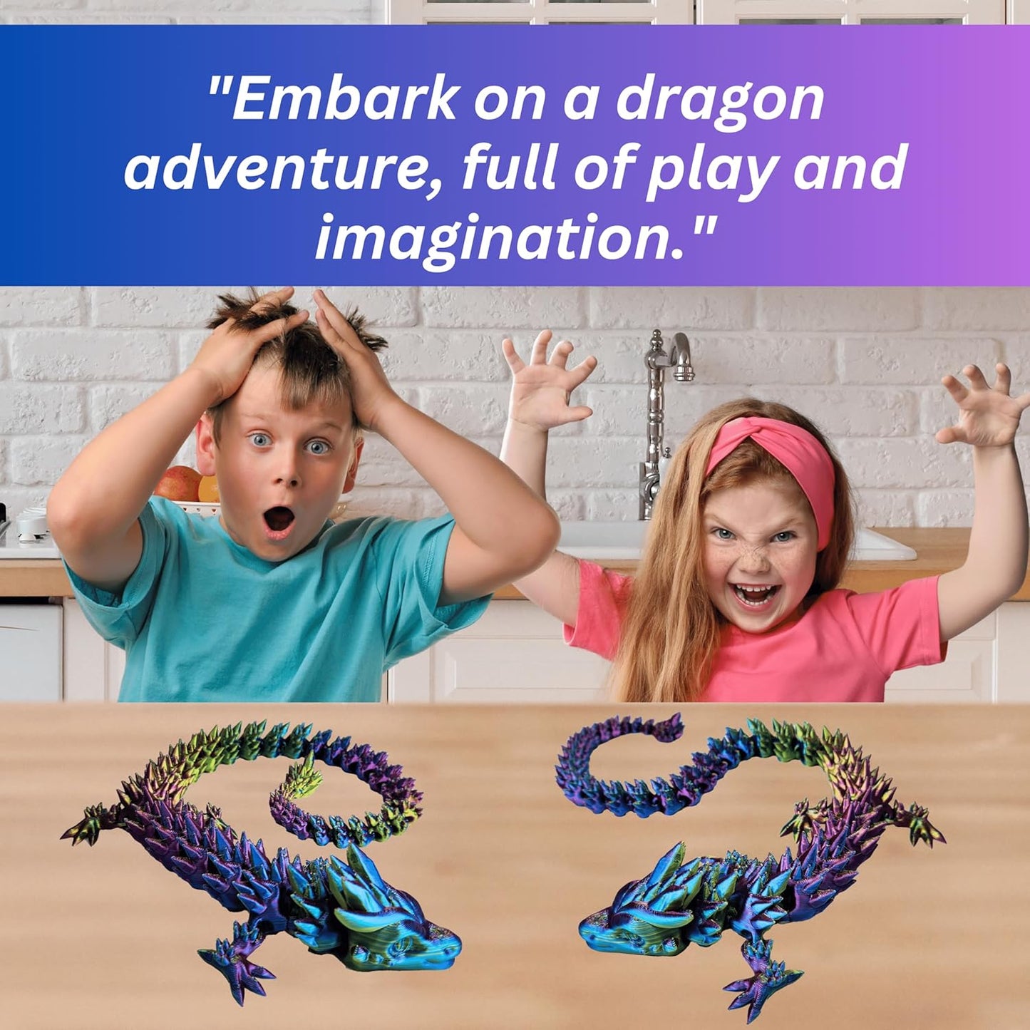 Large 20" Color-Morphing Dragon (New Version) Made in USA - Articulated Pets Dragon (RAINBOW NO EGG)