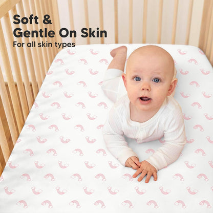 KeaBabies 2-Pack Organic Crib Sheets for Boys, Girls - 52x28 Fitted Crib Mattress Sheet Neutral