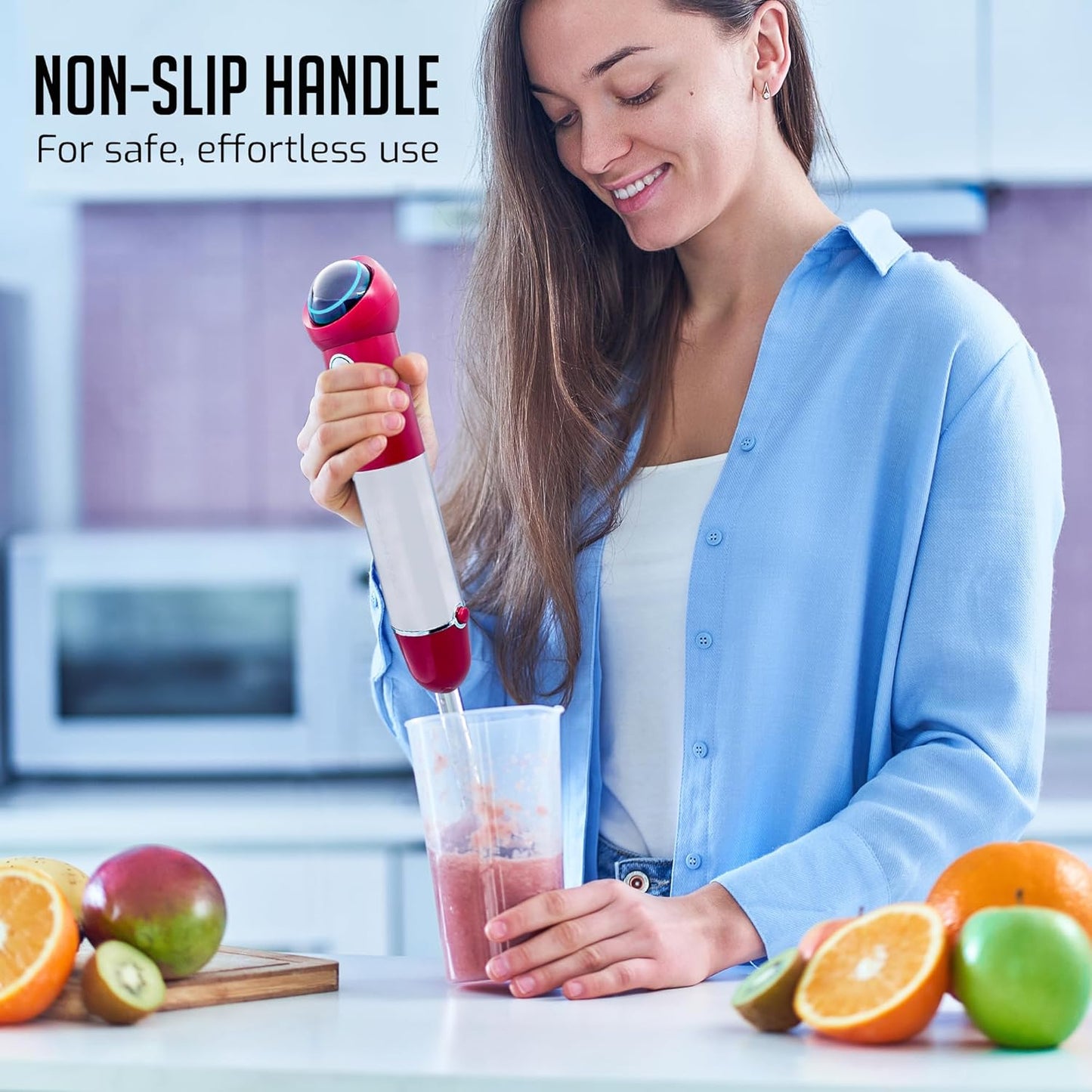 OVENTE Cordless Immersion Hand Blender, 300W Rechargeable Handheld Portable Stick Mixer with Speed