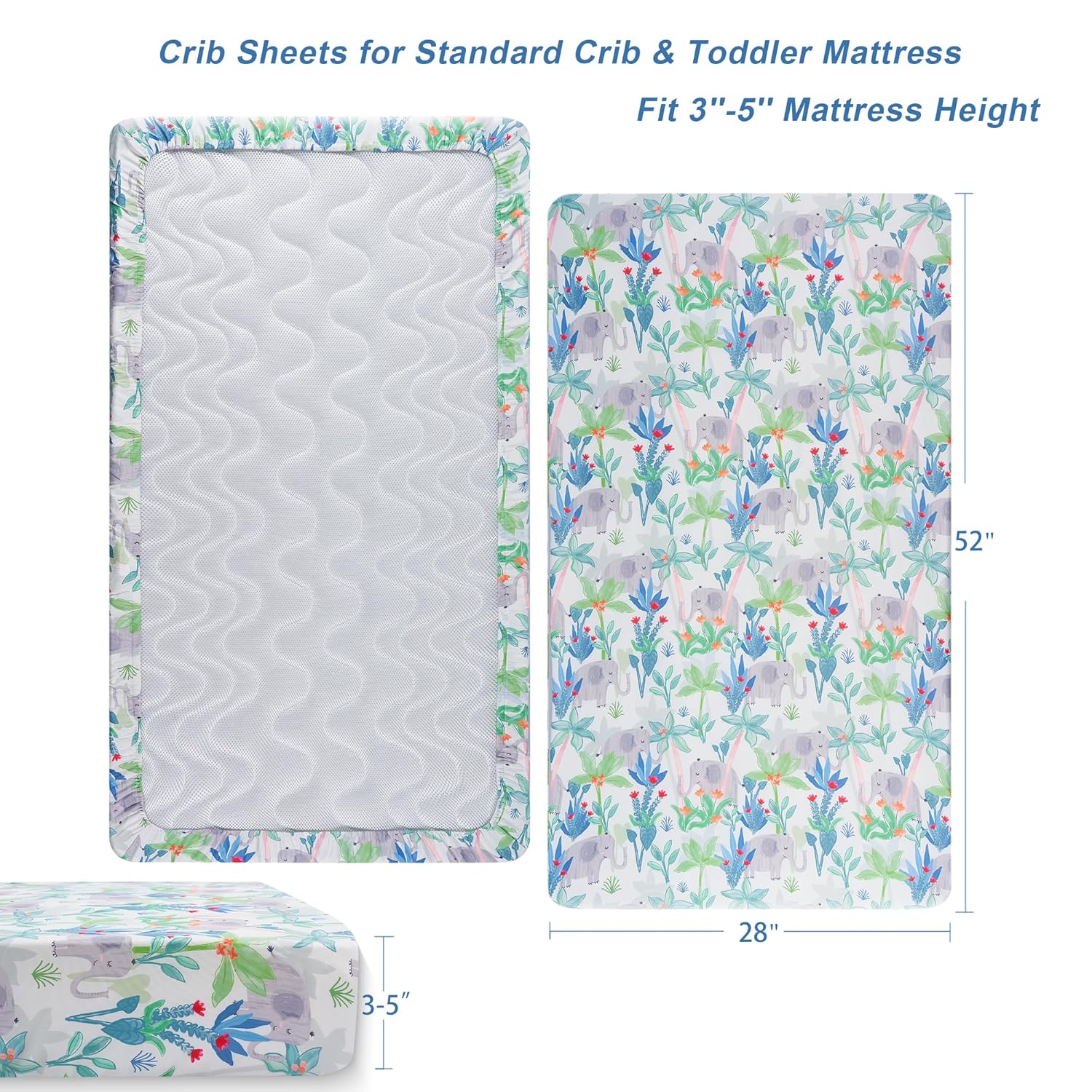 TILLYOU Baby Crib Sheets for Boys Girls, Super Soft Toddler Bed Sheets, 2 Pack Sheets for Standard