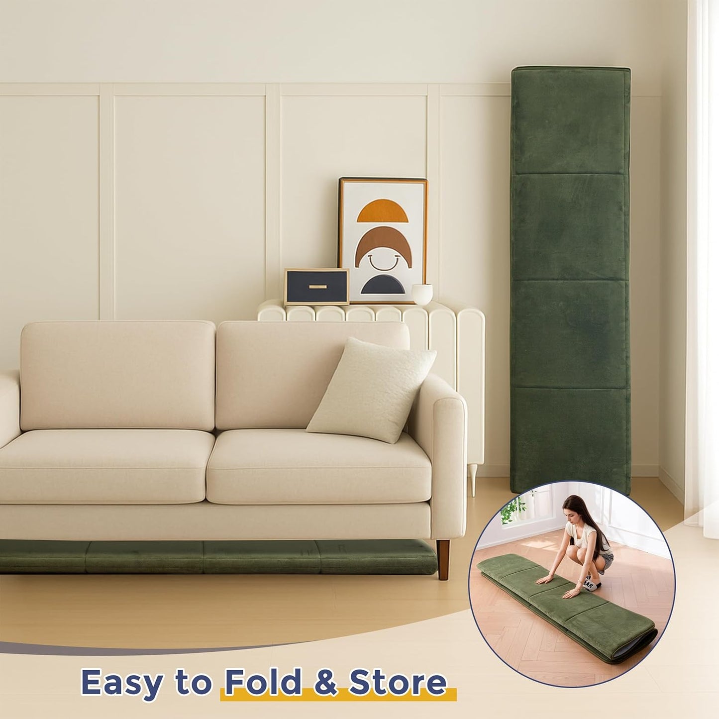 MAXYOYO 1.2" Thick Baby Play Mat for Floor, 59"x 78" Foldable Playpen Mat, Tummy Time Foam Mats Ultra Soft Support, Padded Carpet with Non-Slip Backing for Infant,Kids and Toddler Crawling, Green