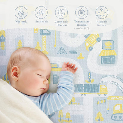 Premium Baby Foam Play Mats -Stylish Floor & Exercise Puzzle Mat for Toddlers & Kids- 6 Soft, Non-Toxic, Odorless, Peel-resistant Foam Tiles -6ft x 4ft -1"inch Extra-Thick, Pastel Blue Gray