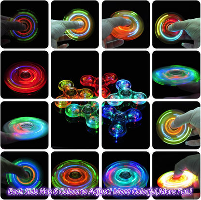FIGROL 2 Pack Fidget Spinners｜LED Light Up Crystal Fidget Spinners for Children｜Glow in The dark Goodie Bag Stuffers Classroom Prizes Return Gifts