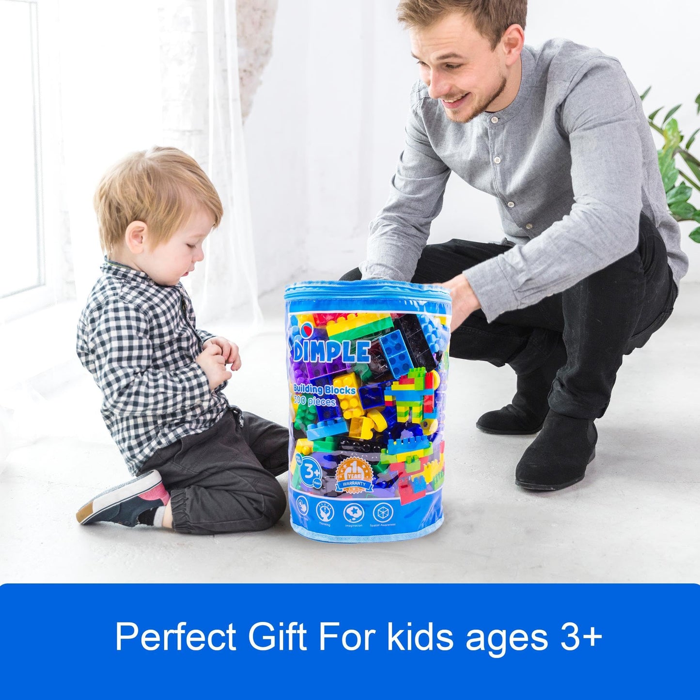 Dimple 300 Piece Large Building Blocks for Toddlers, Kids Interlocking Toys