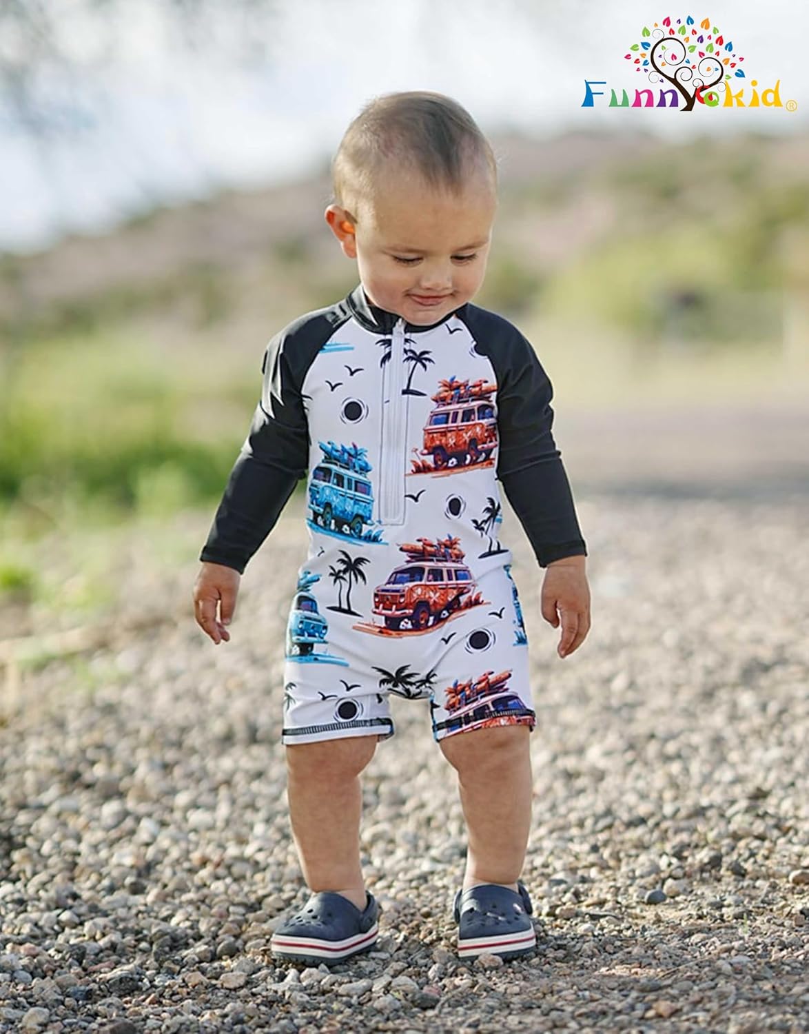 Funnycokid Baby Swimsuit Boy Toddler Bathing Suit Rash Guard UPF 50+ Swimwear 6 Months-4T