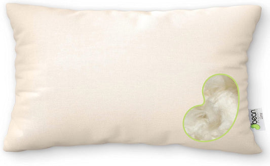 Bean Products Queen Organic Kapok Pillow + Natural Org Case - 20" x 30" - Organic Cotton Zippered Shell - Made in USA