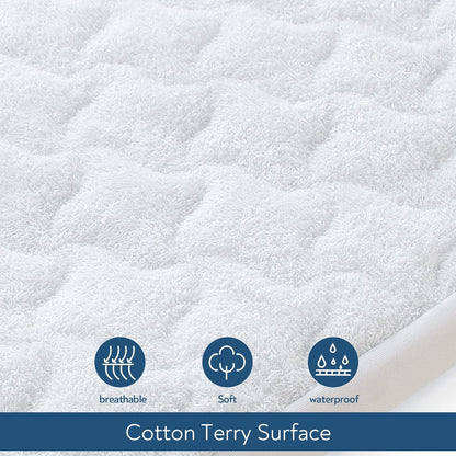 Pack and Play Mattress Pad Protector 38" x 26", 2 Pack Waterproof Pack and Play Cover Sheets, Compatible with Graco Pack n Play, Baby Trend, Dream On Me & Pamo Babe, Quilted Cotton Terry Surface
