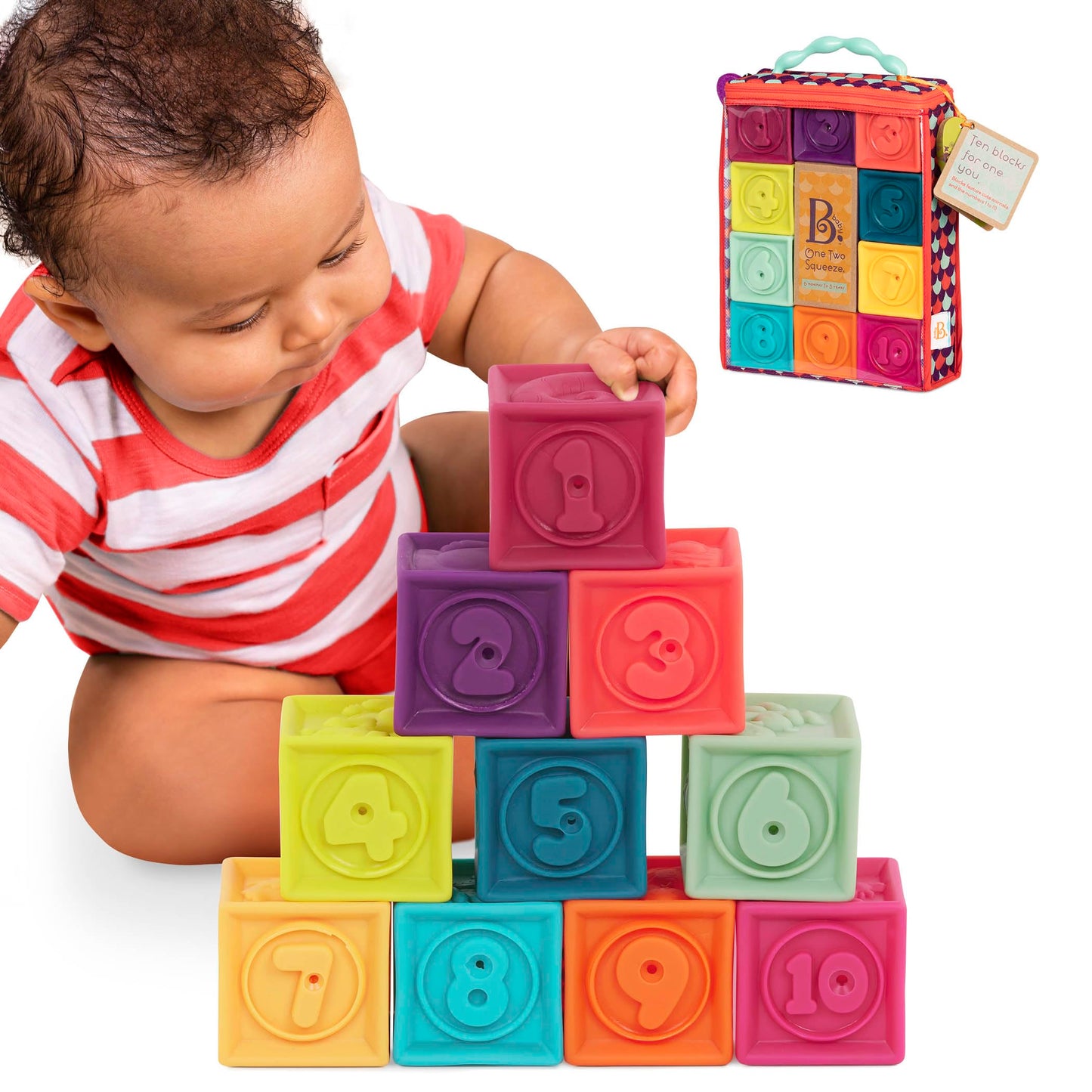 B. toys One Two Squeeze, 10 Soft Stacking Blocks, Blocks - 2, Baby