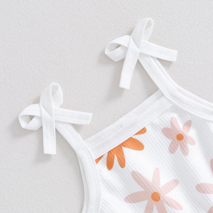 WZTYYDS Toddler Baby Girl Summer Clothes Floral Romper Tie-Up Strap Halter Jumpsuit Infant Summer Sling Playsuit 6M-3T