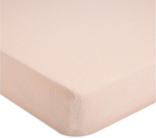 Crane Baby Cotton Sateen Fitted Sheet, 28x52'', Desert Rose, Pink Crib Sheets for Girls, Soft