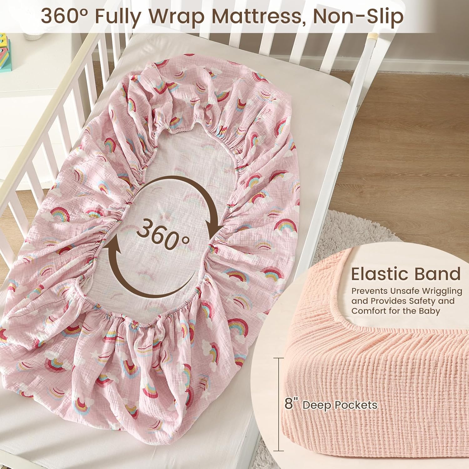 david's kids Muslin Crib Sheets for Boys Girls, 2 Pack 100% Cotton Soft Breathable Fitted Baby