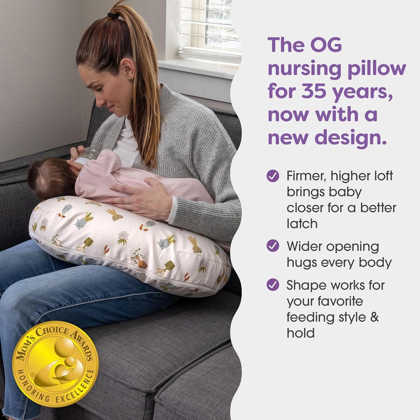 Boppy Nursing Pillow - Ergonomic Bottle & Breastfeeding Pillow with High, Firm, Large Area