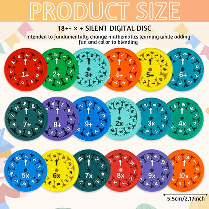 18 Pcs Math Fidget Spinners Toy, Math Fidget Sensory Spinner Counting Toys, Number Fidget Toys for Kids Math Games, Montessori Educational Toys for Kids Learning