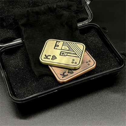 Metal Poker Fidget Slider EDC Adult Fidget Toys ADHD Tool Anxiety Stress Relief Toys Office Desk Toys Gifts for Boyfriend and Father (Copper Skull)