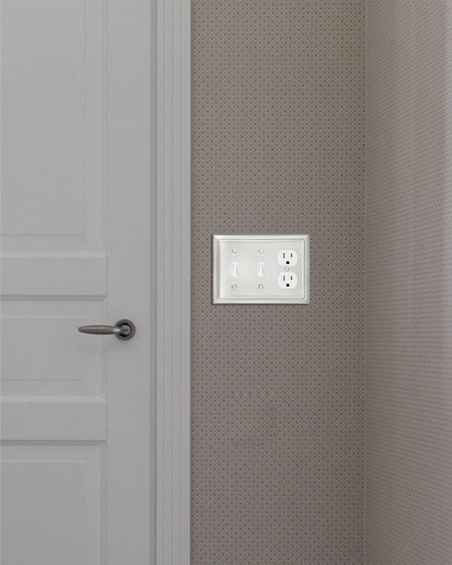 2-Pack Combination Toggle/Duplex Wall Plate, Faceplates for Light Switch, Receptacle Outlet, Dimmer Switch, Satin Nickel, 6.77''*4.88'', Midsize