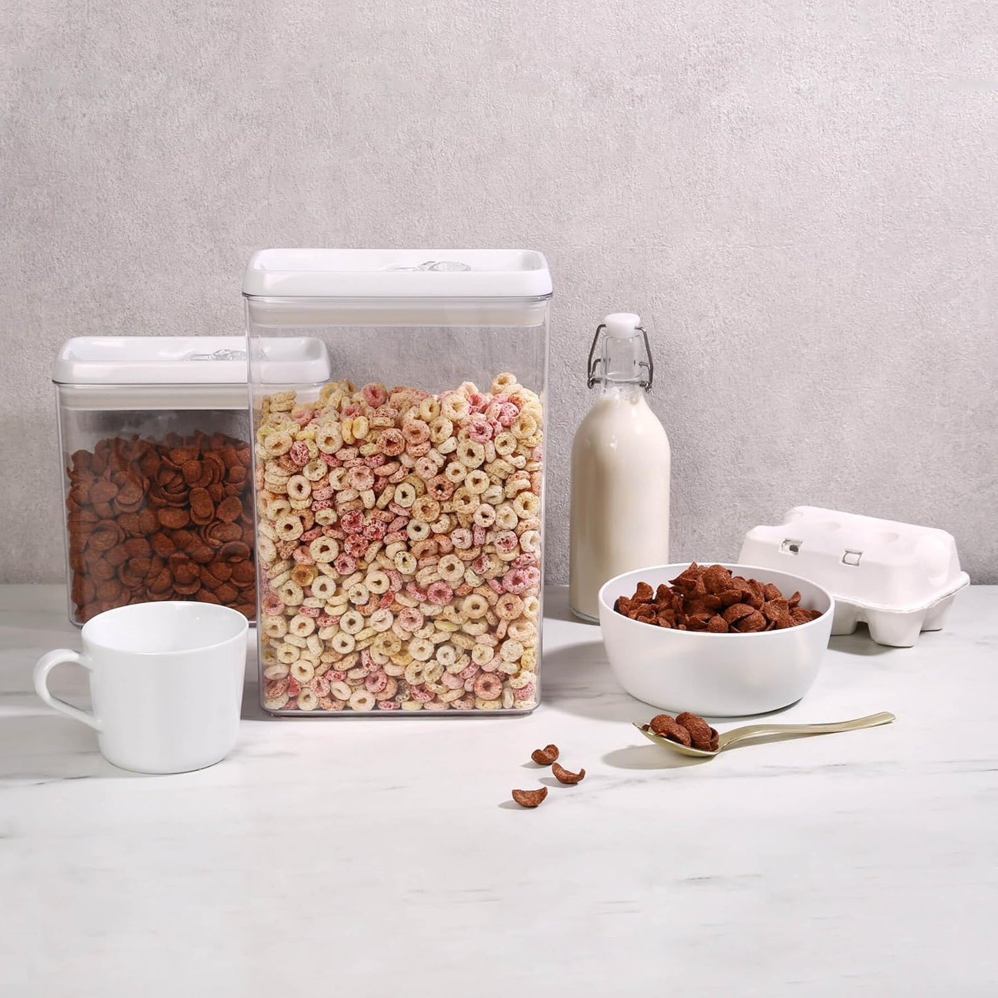 Felli Flip Tite Storage Container with Lid 4" RECTANGULAR Air Tight Ring Flip Top, Stackable