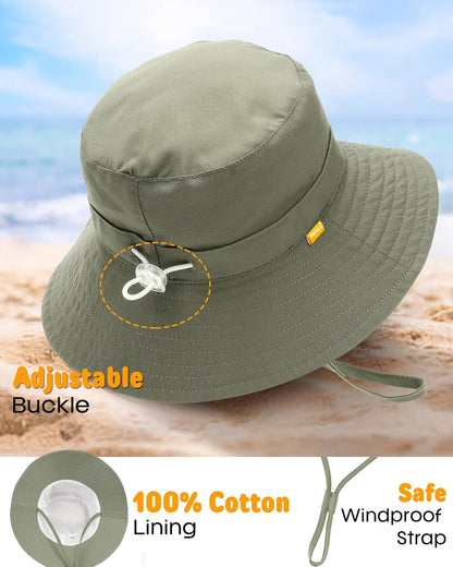 FURTALK Baby Sun Hat Smile Face Toddler Boys Girls Bucket Hat 0-5 Years Kids UPF 50+ Sun Protection Summer Hats