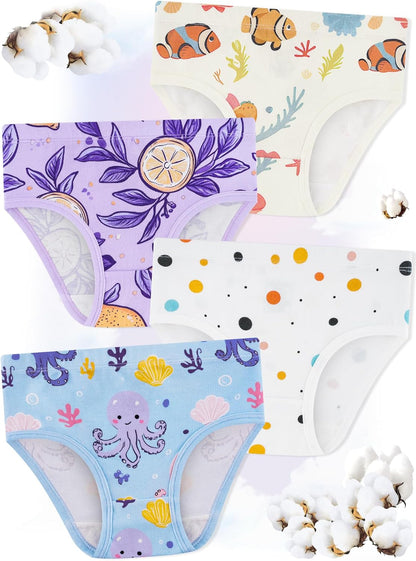 Girls' Underwear,Soft Cotton Tagless Panties for Toddlers' & Little Kids Comfort,Breathable Briefs,8-Pack