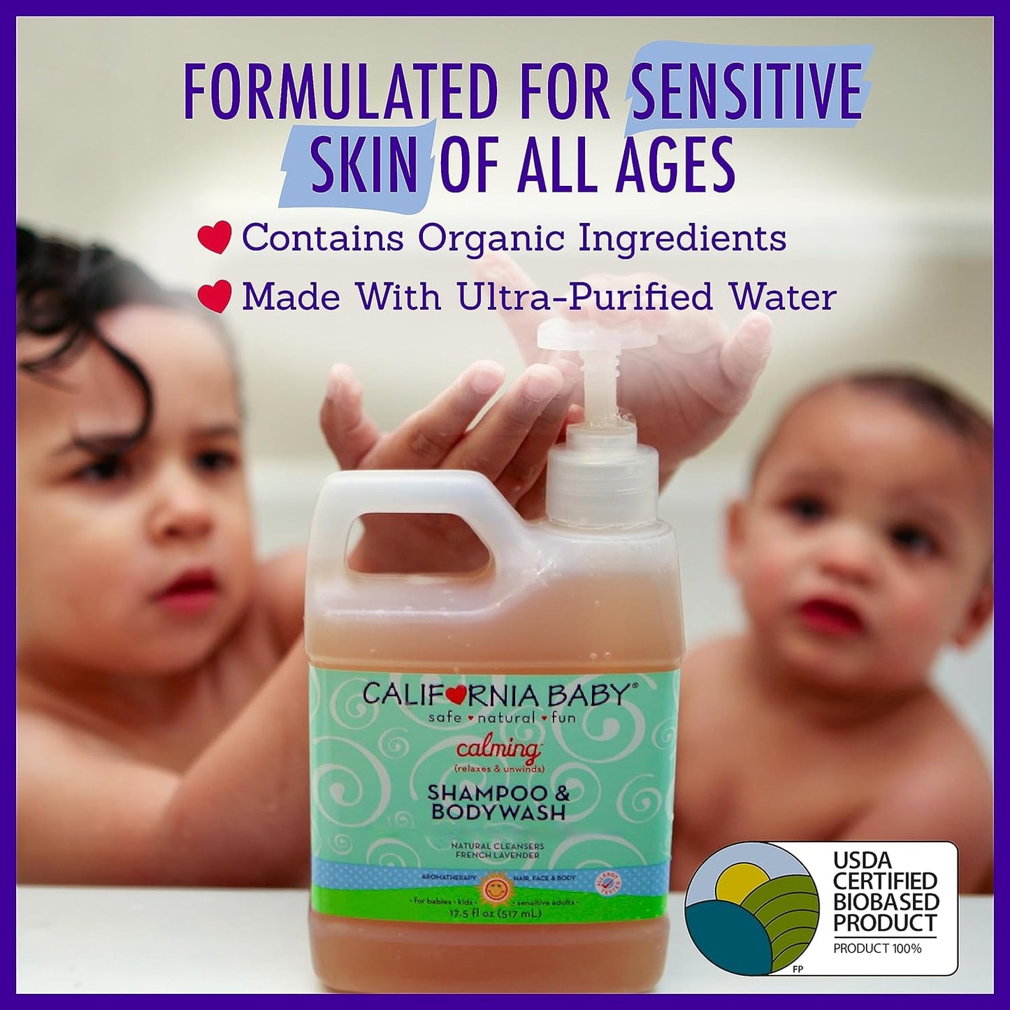 California Baby Calming Lavender Shampoo and Body Wash | 100% Plant-Based (USDA Certified) |