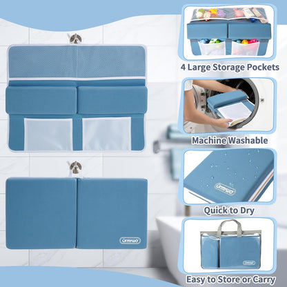 URMYWO Bath Kneeler and Elbow Rest Pad Set - 1.5" Thick Baby Bath Kneeler Pads with Toys Organizer