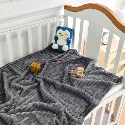 Soft Fleece Baby Blanket Ultra Cozy Grey Baby Blankets for Boys Warm and Lightweight Infant Toddler