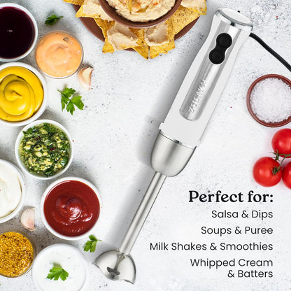 Zulay Immersion Stick Mixer Hand Blender - 800 Watts, Turbo Mode, 5-ft Power Electric Cord