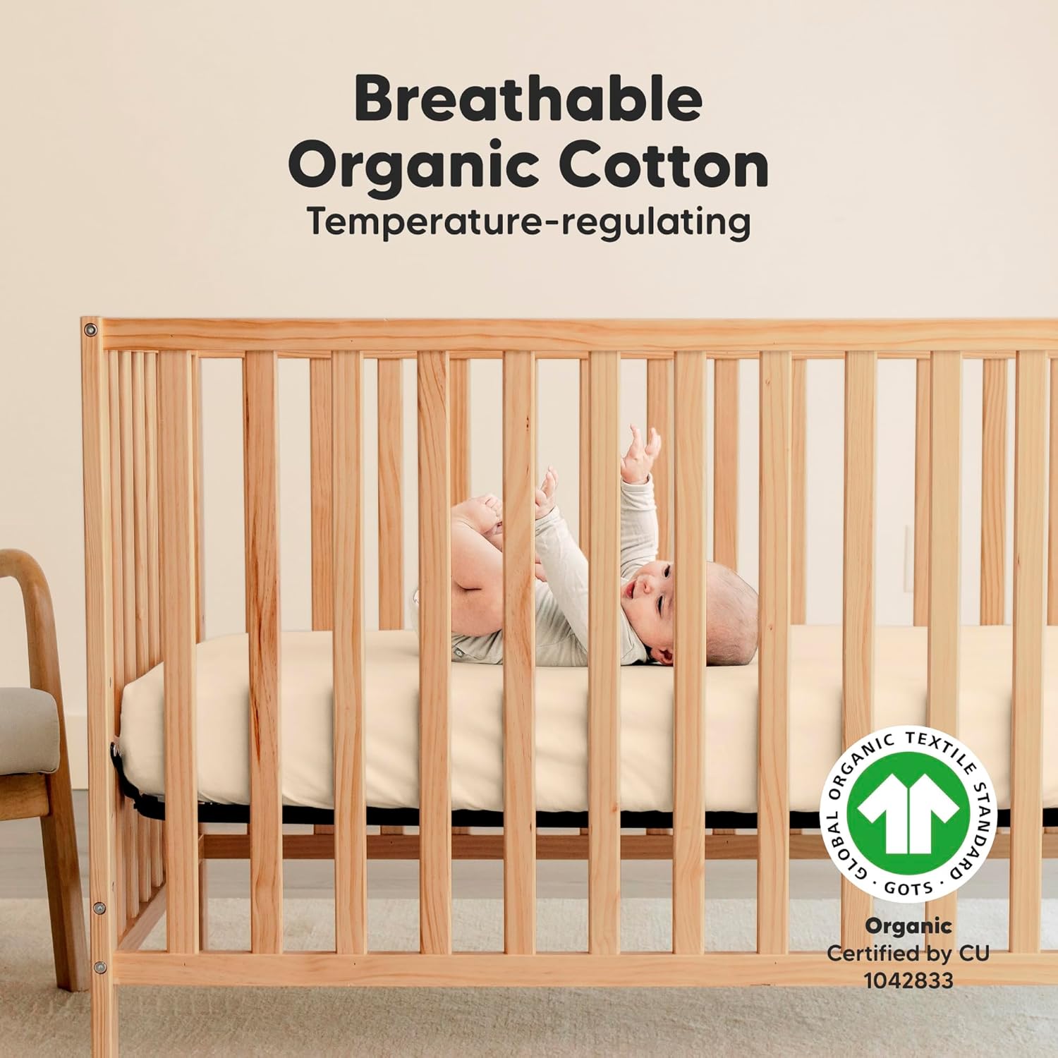 KeaBabies 2-Pack Organic Crib Sheets for Boys, Girls - 52x28 Fitted Crib Mattress Sheet Neutral