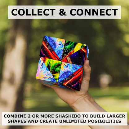 SHASHIBO Shape Shifting Box - Award-Winning, Patented Fidget Cube w/ 36 Rare Earth Magnets - Transforms Into Over 70 Shapes, Download Fun in Motion Toys Mobile App (Holographic - Cosmos)