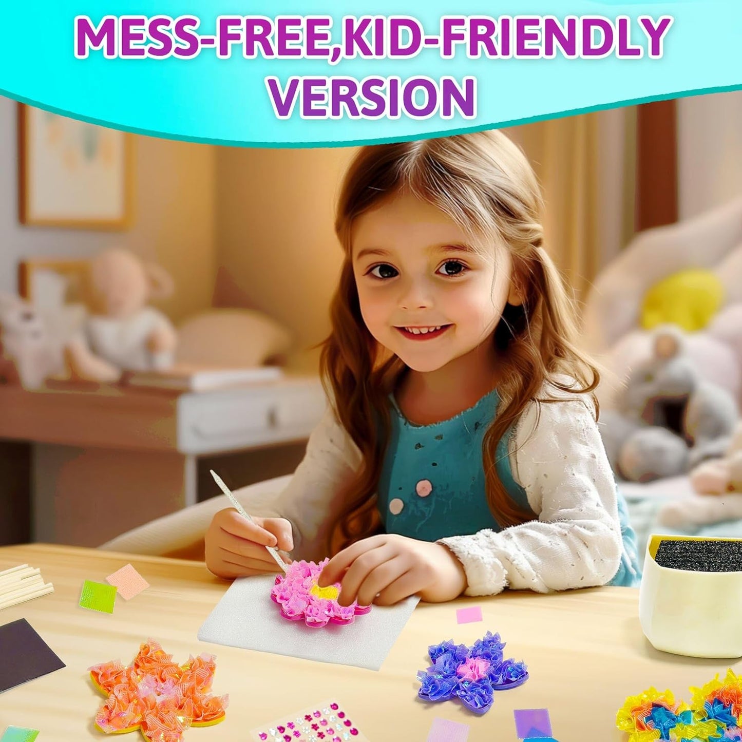 AGENTLAN Art & Craft Activity, Poke Fun Flower Bouquet Craft Kit, Fun & Easy Art Kits for Kids, DIY Garden Kids Activities, Gifts for Girls and Boys 3 4 5 6 7 8 9