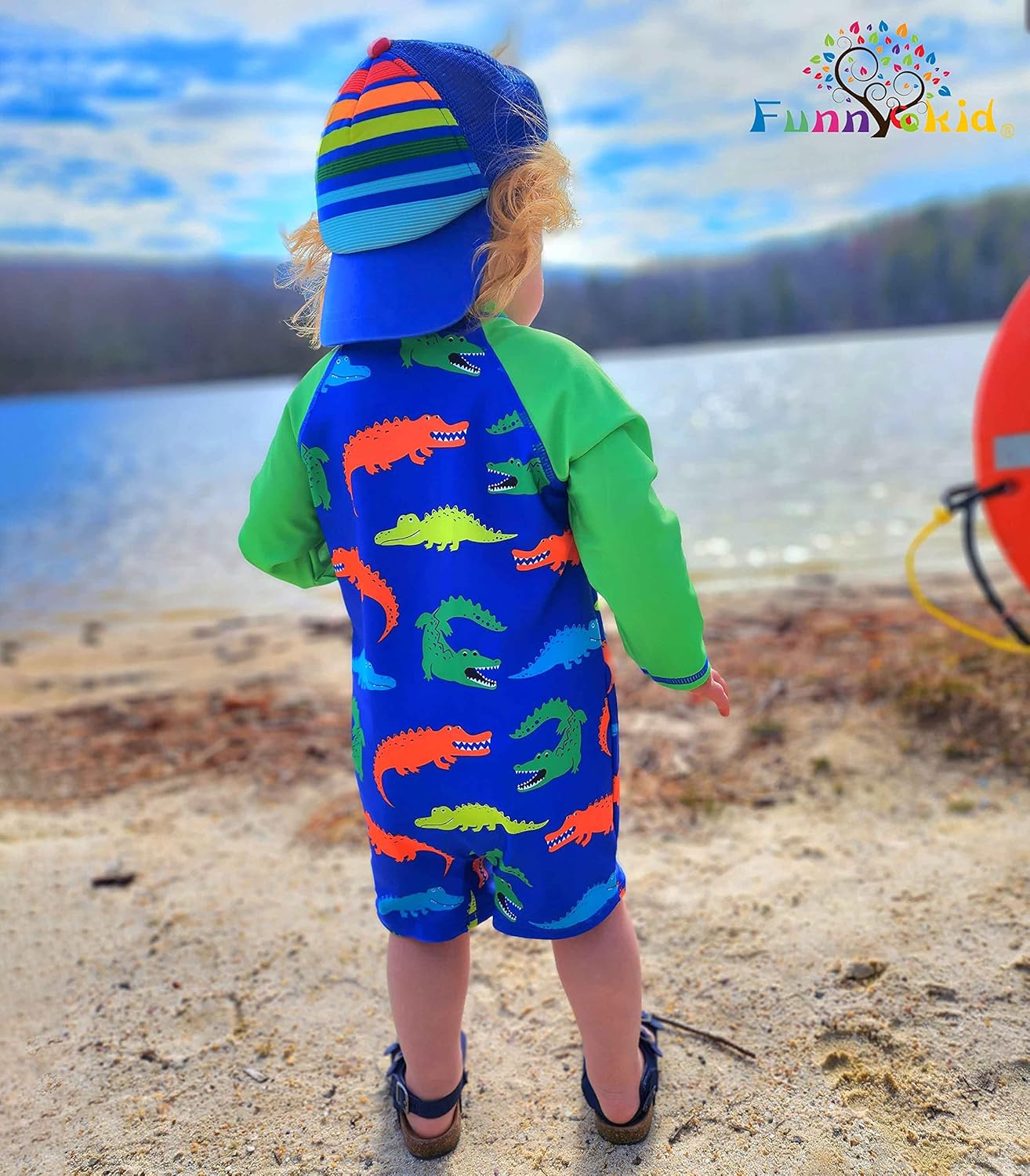 Funnycokid Baby Swimsuit Boy Toddler Bathing Suit Rash Guard UPF 50+ Swimwear 6 Months-4T
