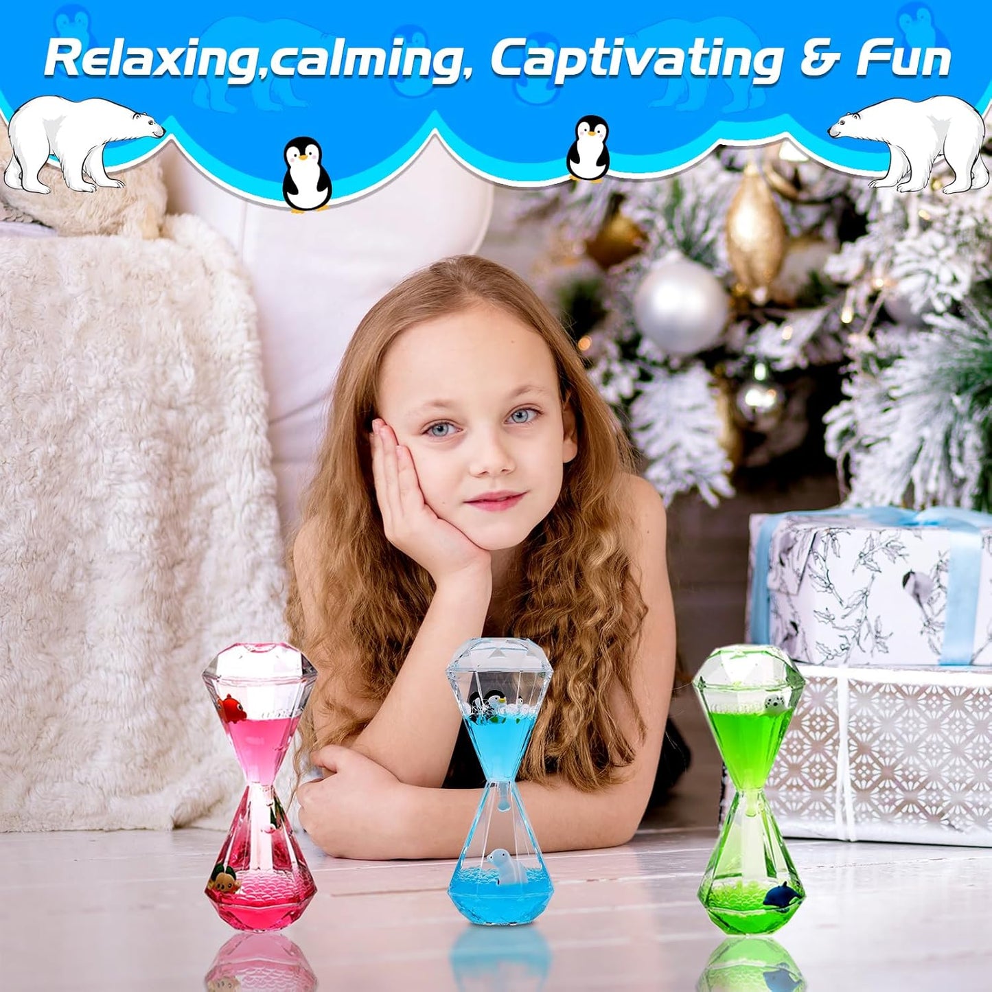 XINBAOHONG Liquid Motion Bubbler for Kids and Adults Hourglass Liquid Bubbler Timer for Sensory Play Fidget Toy Stress Management Desk Decor(Pink)
