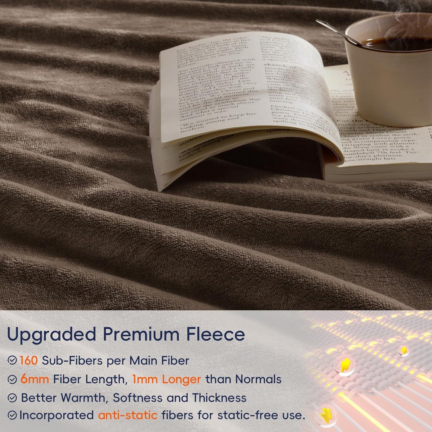 PHF Ultra Soft Fleece Blanket King Size, No Shed No Pilling Luxury Plush Cozy 300GSM Lightweight