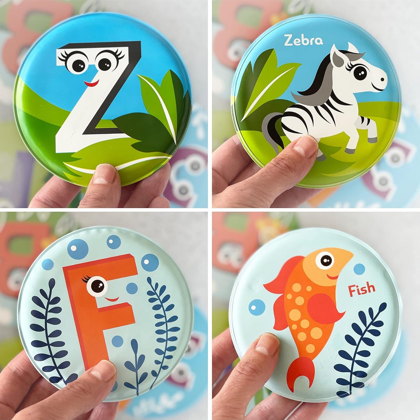 Floating Animals & Alphabet Flash Cards for Bathtub - Preschool Learning Toddler Flash Cards
