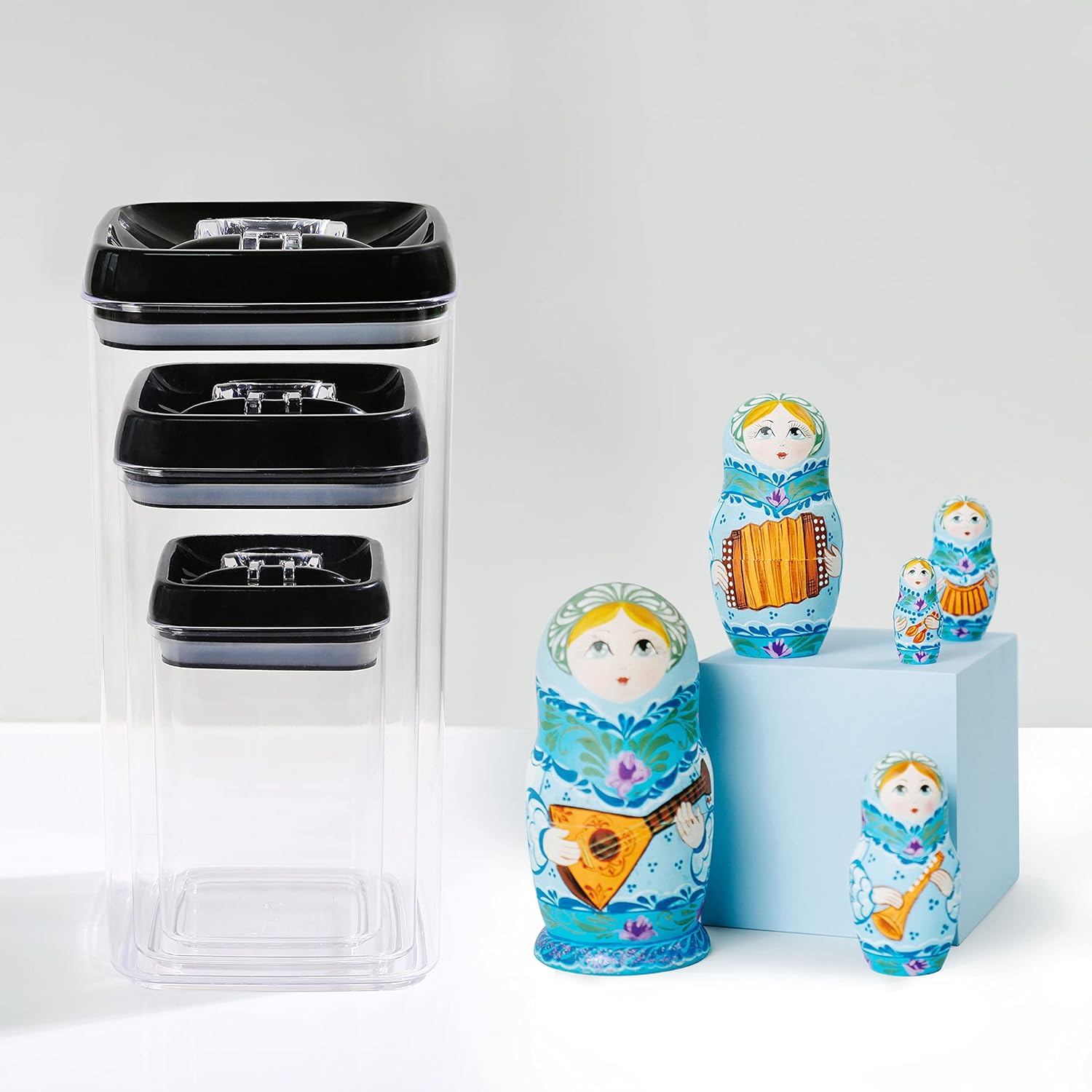 Felli Flip Tite Storage Container with Lid 6" XL Air Tight Ring Lock Top, Clear Acrylic Canister