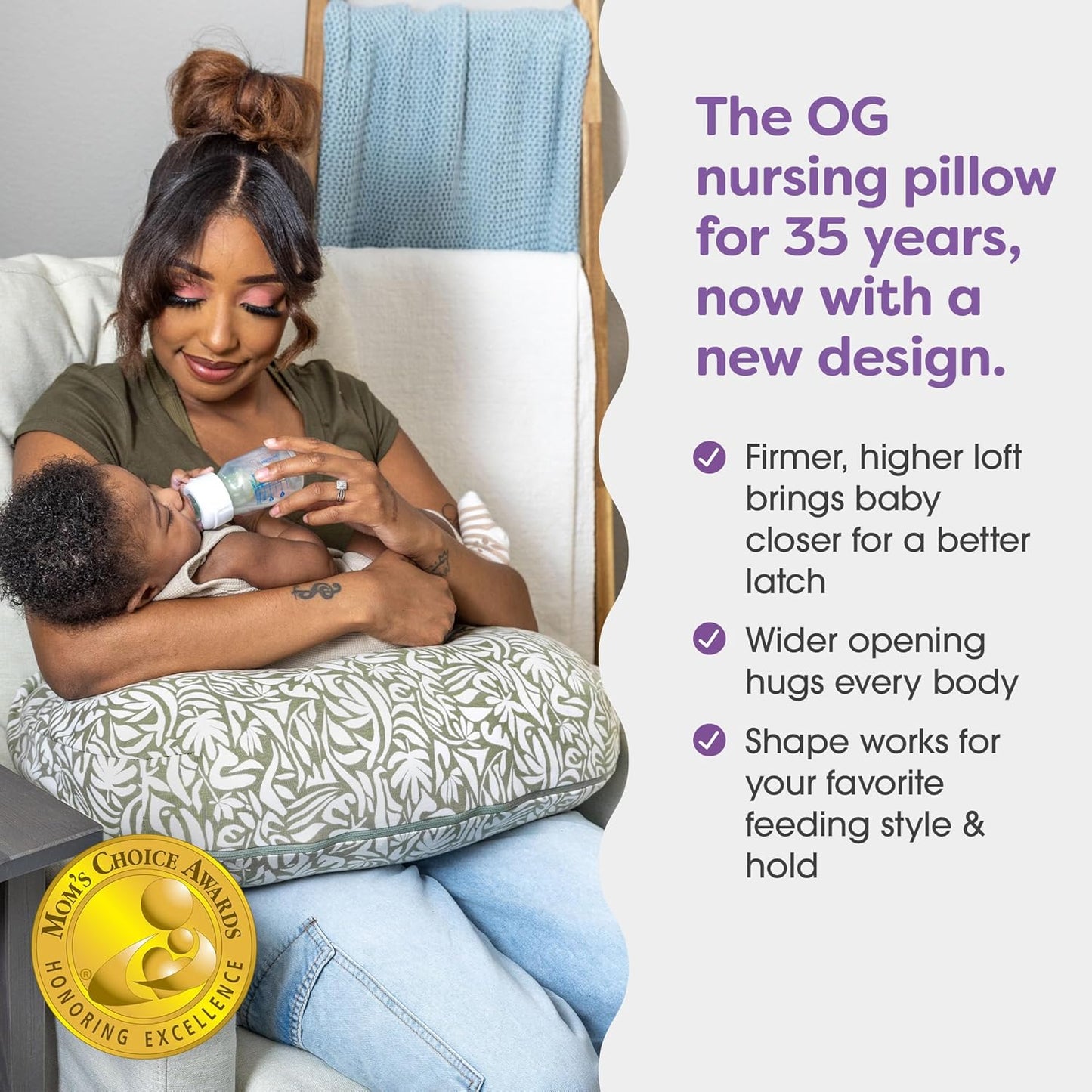 Boppy Nursing Pillow - Ergonomic Bottle & Breastfeeding Pillow, Higher, Firmer & Larger