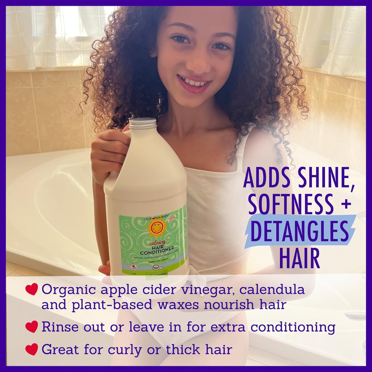 California Baby Calming Hair Conditioner | 100% Plant-Based Kids Conditioner | Rinse-out or Leave