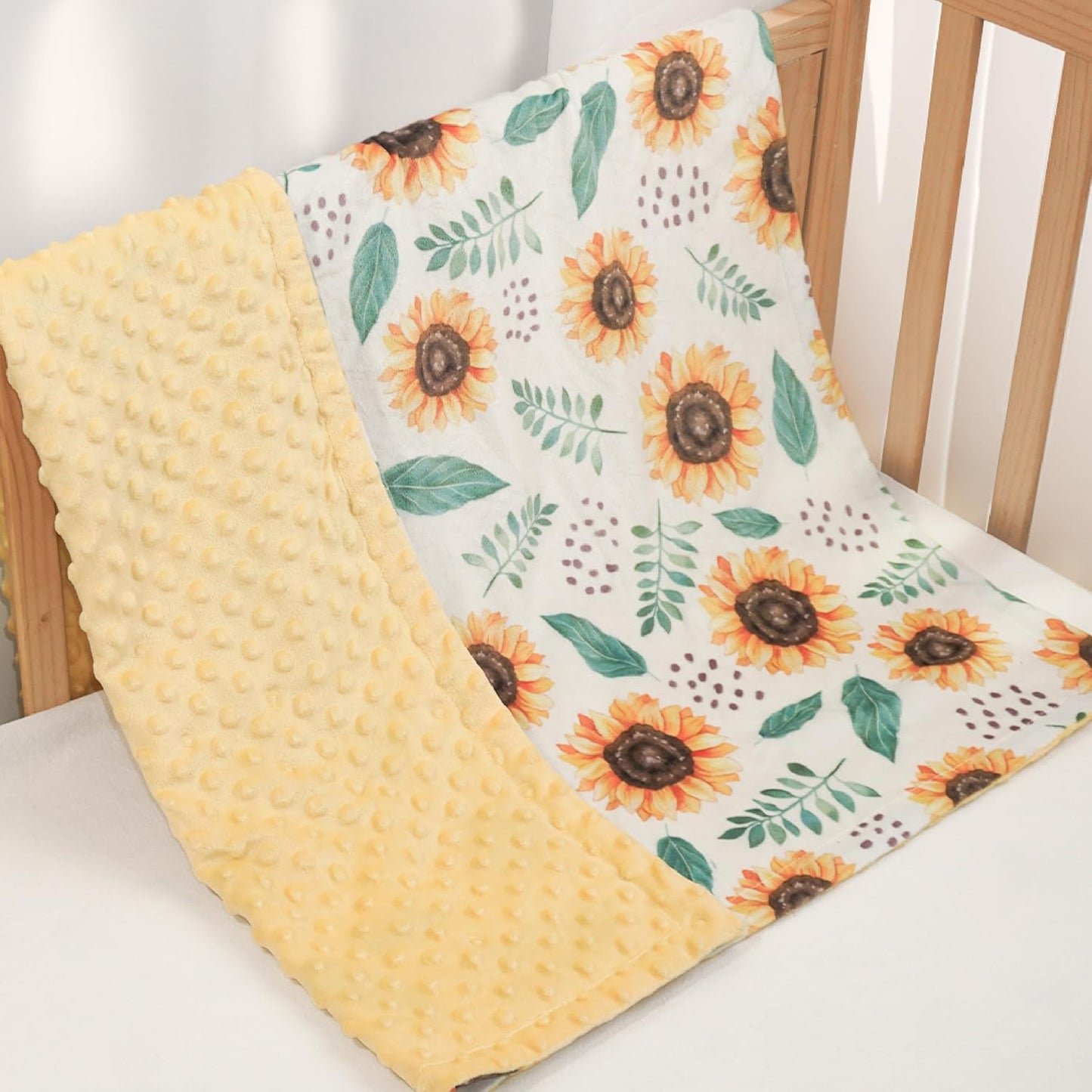 SANDJEST Sunflower Blanket for Girls Kid - 30 x 40 Minky Throw Kids Blankets Gifts for Birthday