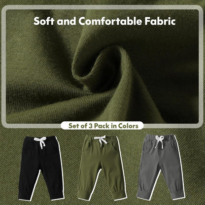 DREAM BUS Pack of 3 Toddler Jogger Pants with Pocket Toddler Boy Sweatpants Baby Boy Pants Infant Newborn Leggings