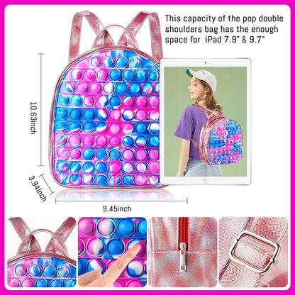 SCIONE Pop Backpack Fidget Toy for Girls, Easter Gifts for Kids School Bookbag, Large Capacity Push Bubble Backpack Fidget Toys Easter Birthday Fidgets Gifts for Girls