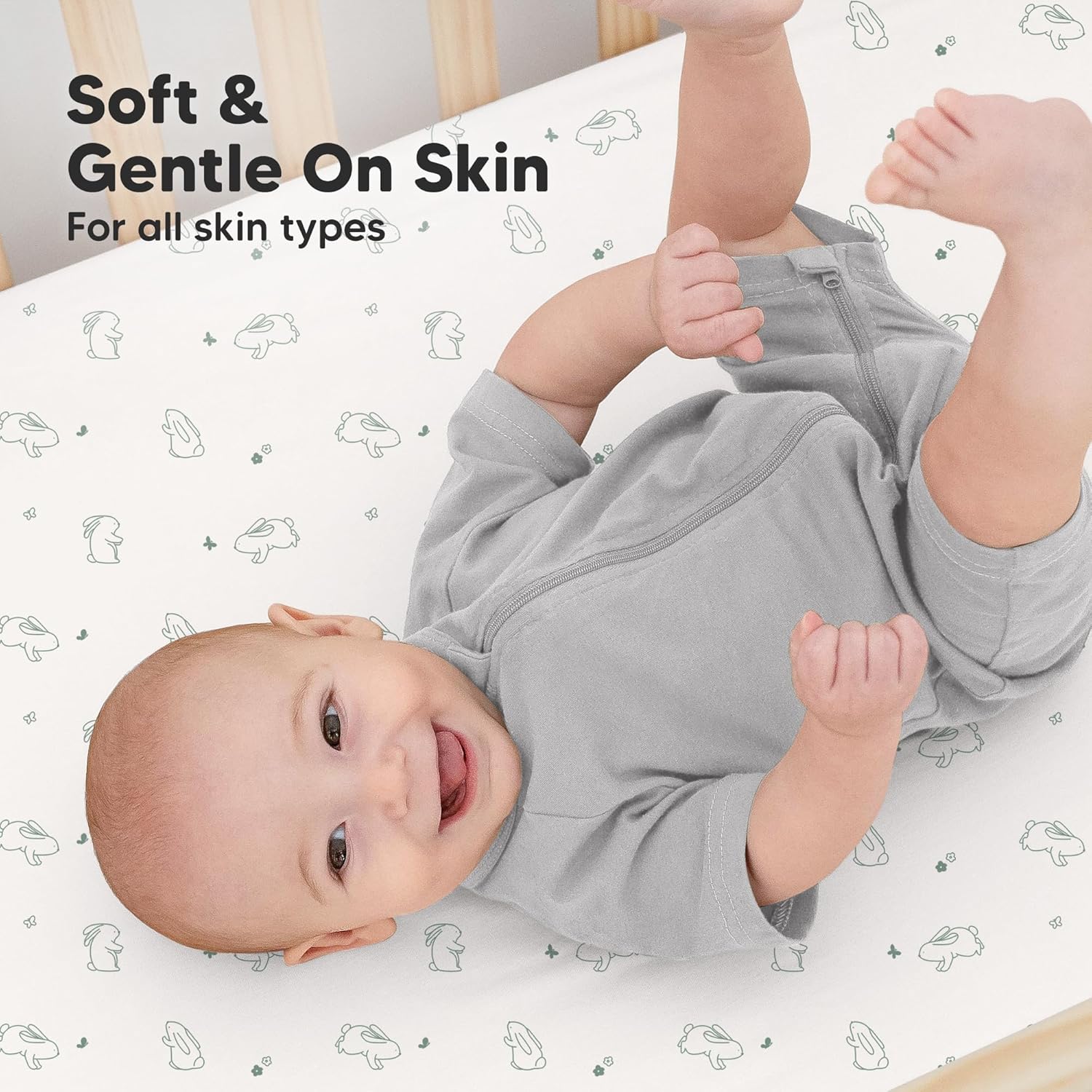 KeaBabies 2-Pack Organic Crib Sheets for Boys, Girls - 52x28 Fitted Crib Mattress Sheet Neutral