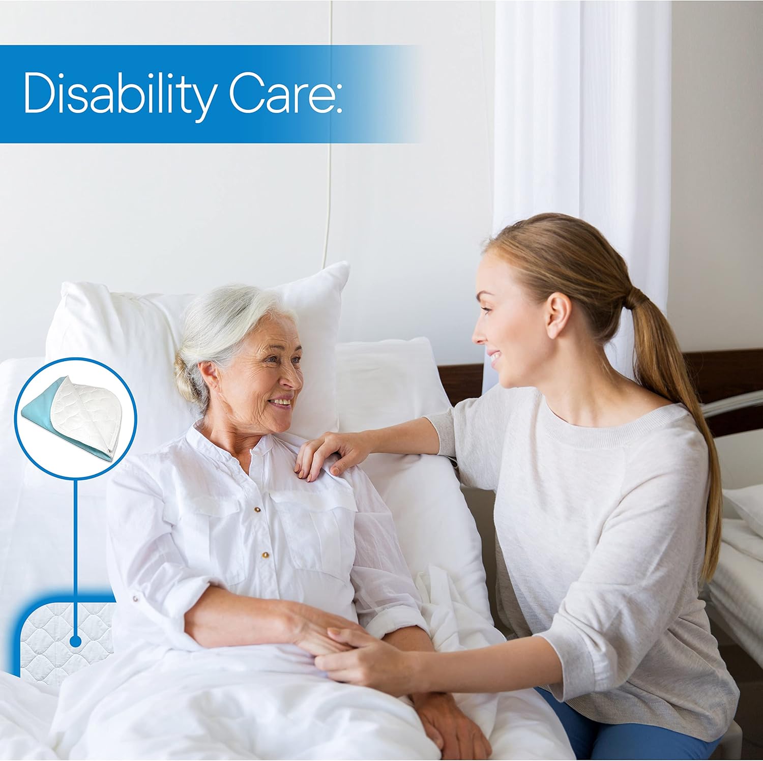 RMS Ultra Soft 4-Layer Washable and Reusable Incontinence Bed Pad - Waterproof Bed Pads with 4