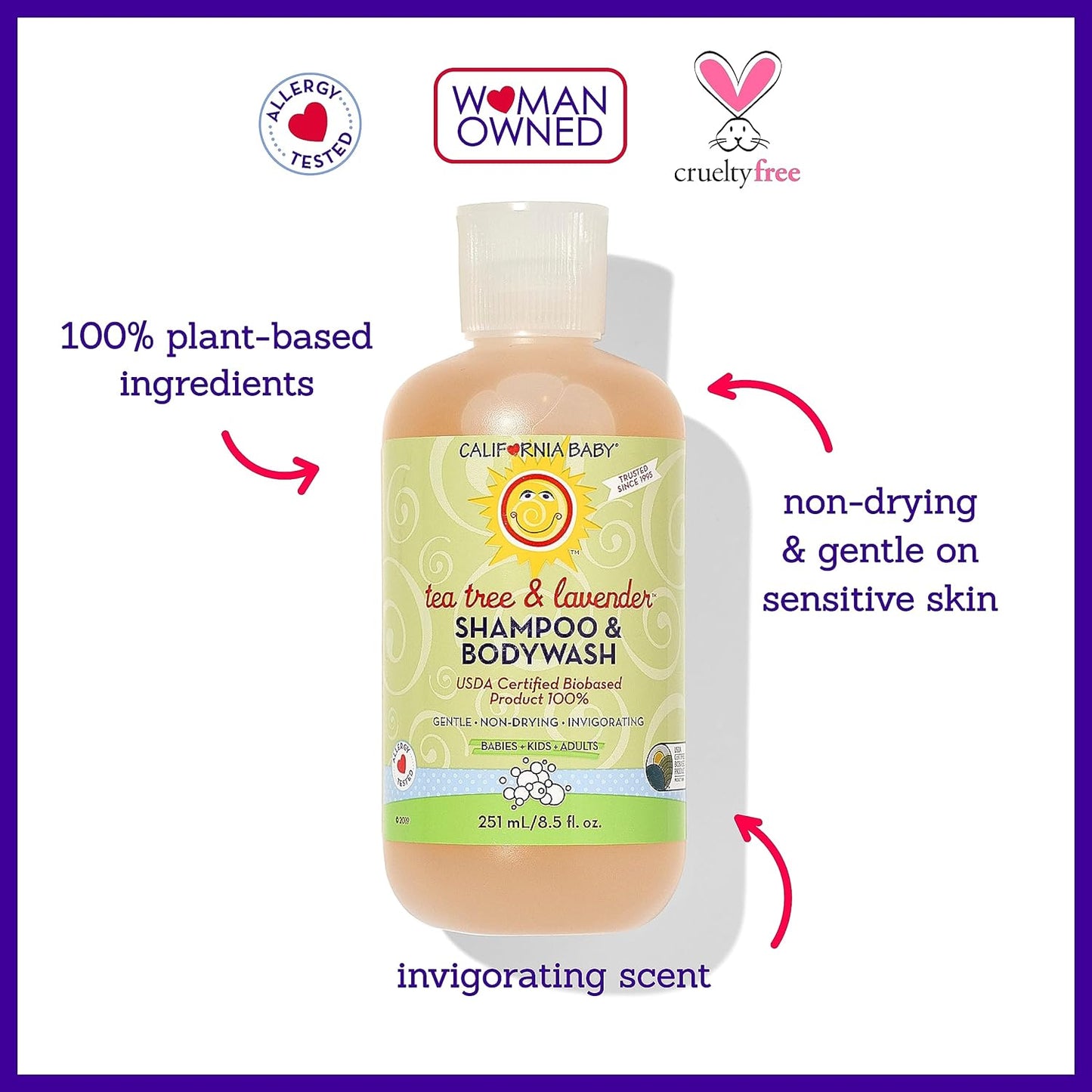 California Baby Tea Tree & Lavender Baby Shampoo And Body Wash - Allergy Tested Baby Soap and
